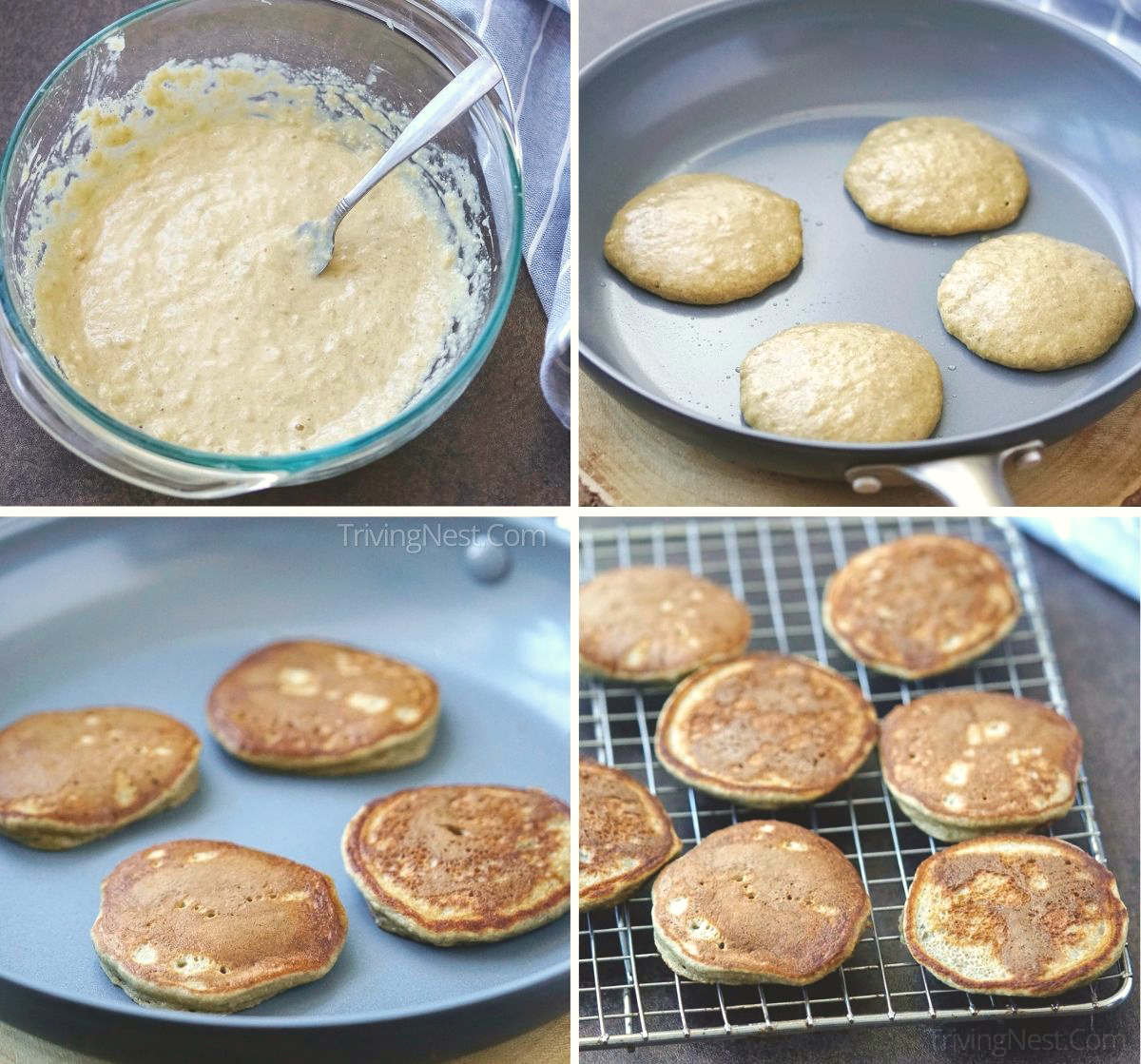 Process shots showing how To Make Banana Pancakes For Babies.