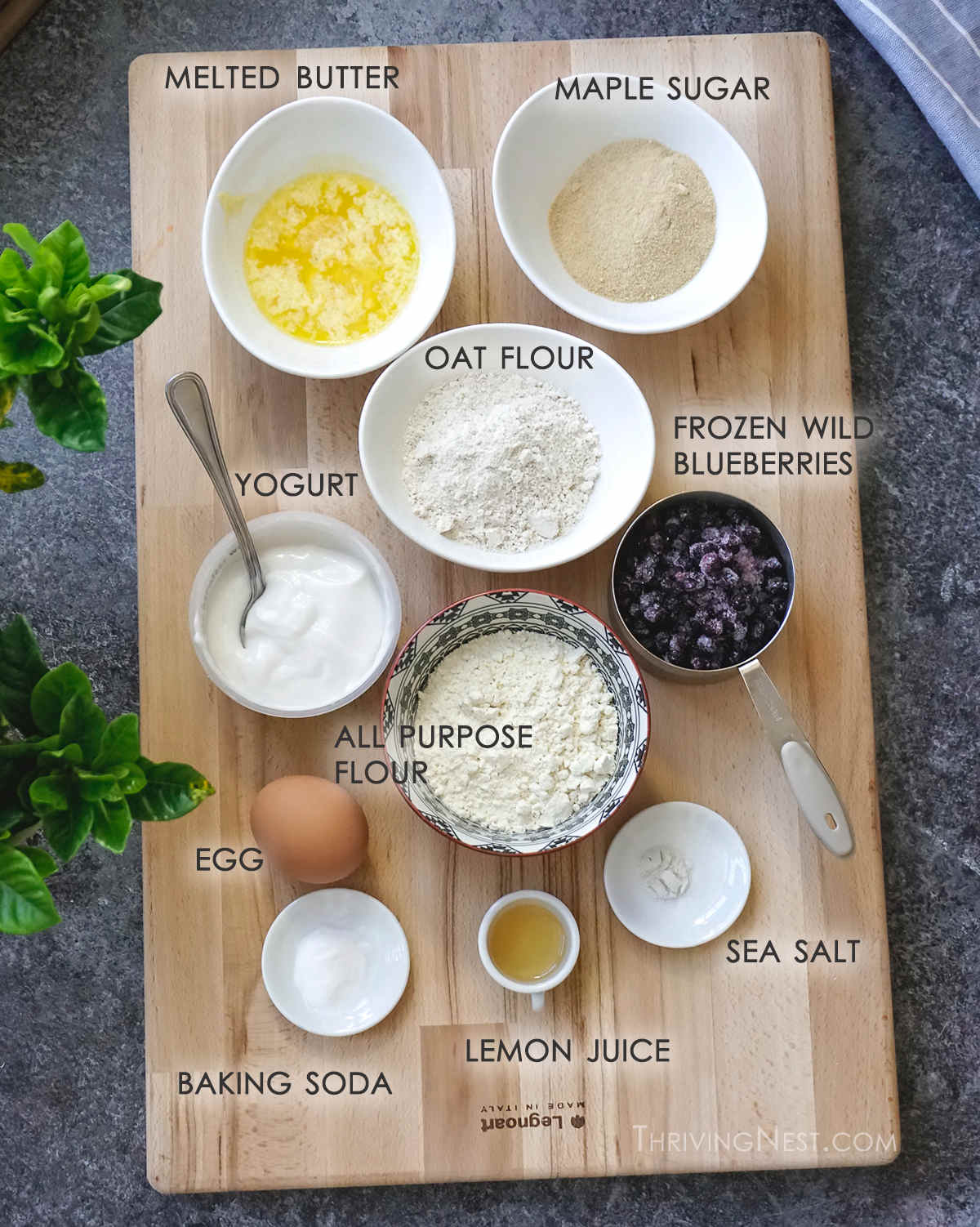 Ingredients for baby blueberry muffins recipe.