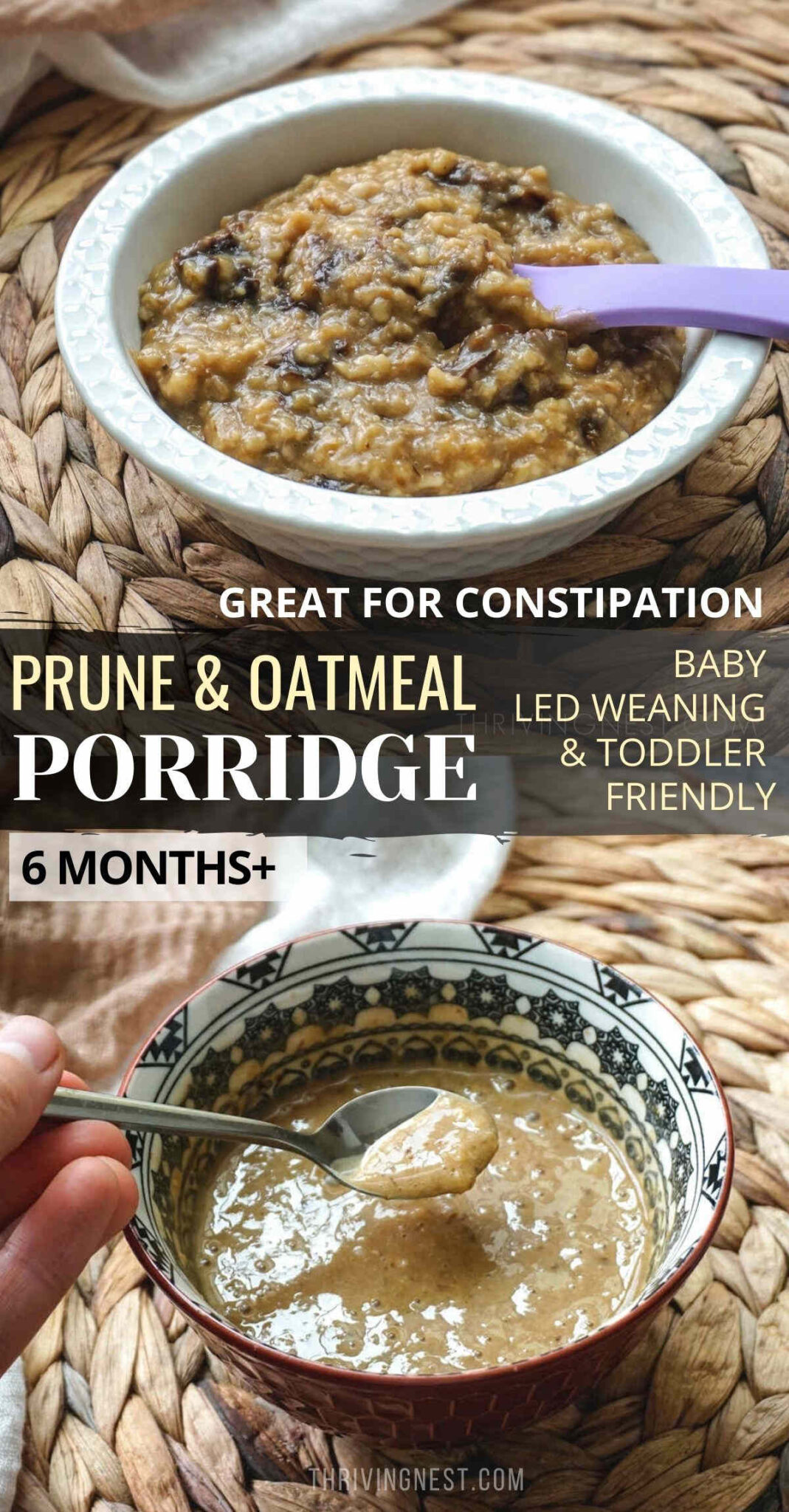 Baby Oat & Prune Porridge (6 Months +, Toddlers) ThrivingNest