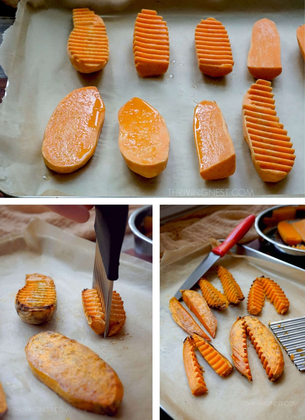 Steps to roasting sweet potatoes for baby led weaning.