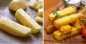 roasted potato wedges for babies, baked with olive oil and mild herbs until soft.