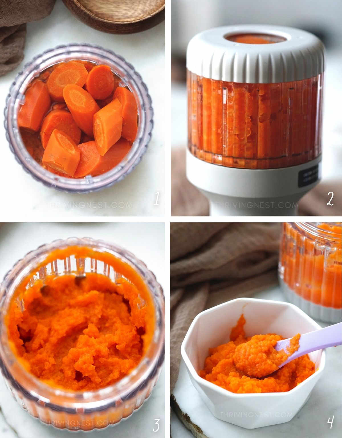 Process shots: how to make carrot puree for babies 6 months and up.