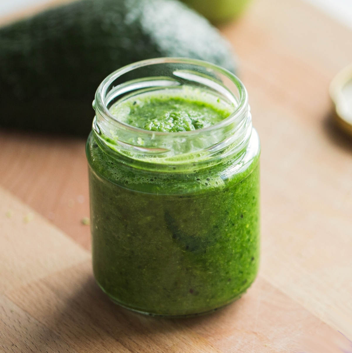 Smooth broccoli puree for babies 6 months+ in a jar.