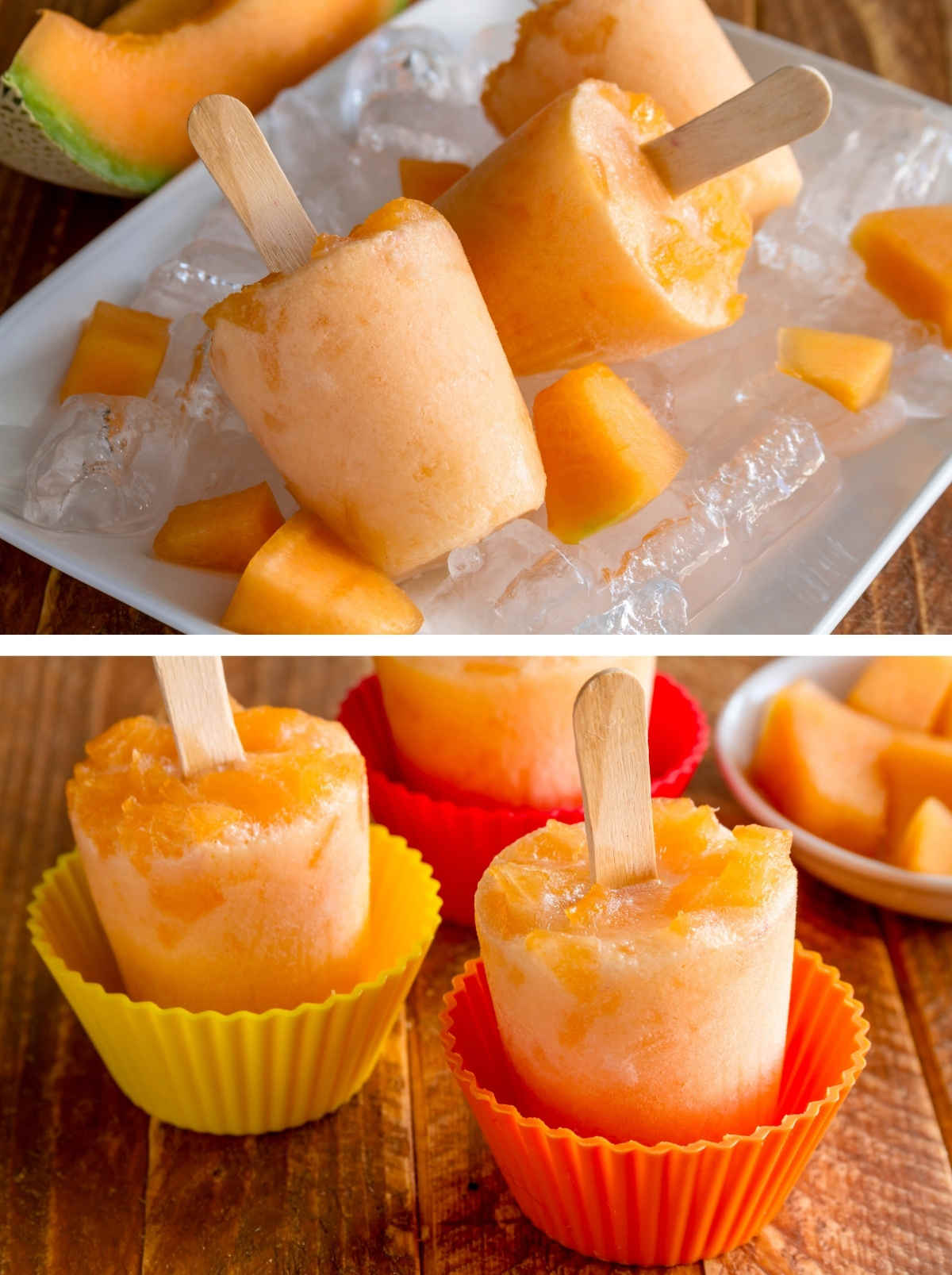 Cantaloupe ice pops for kids.