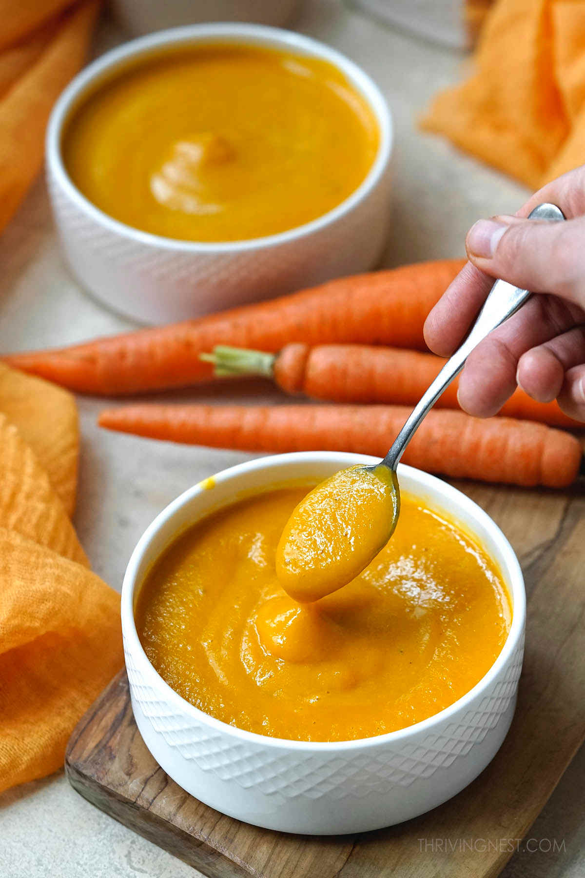 Creamy carrot soup for babies and toddlers.