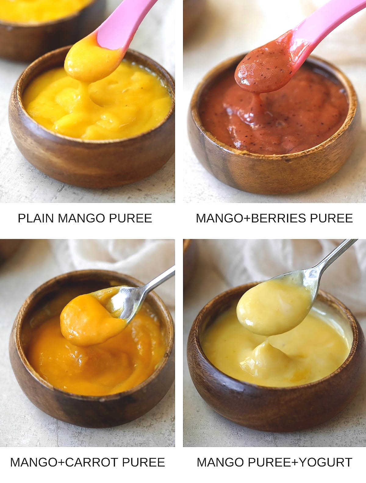 Mango puree combinations for baby food.