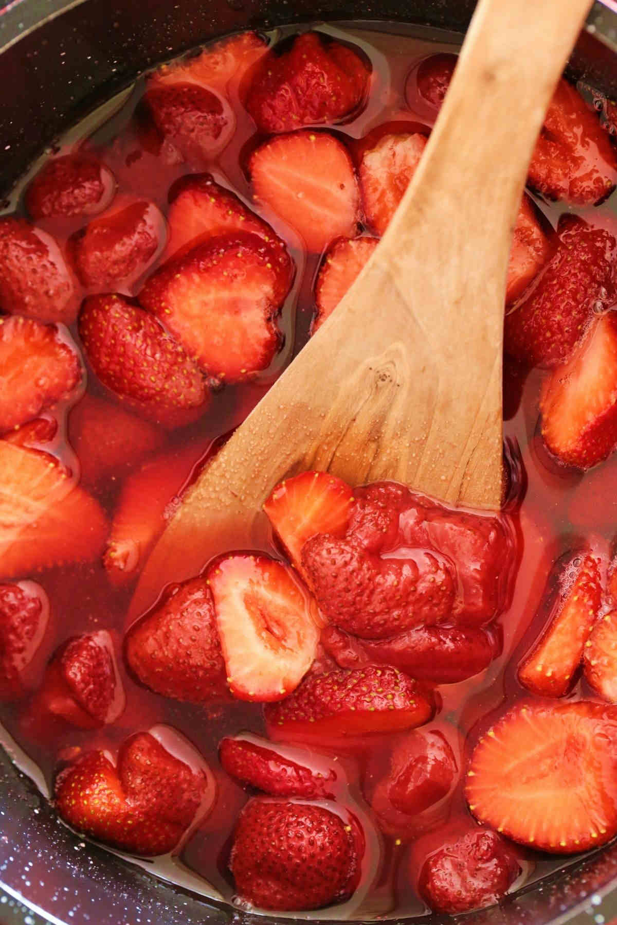 Cooked strawberries.