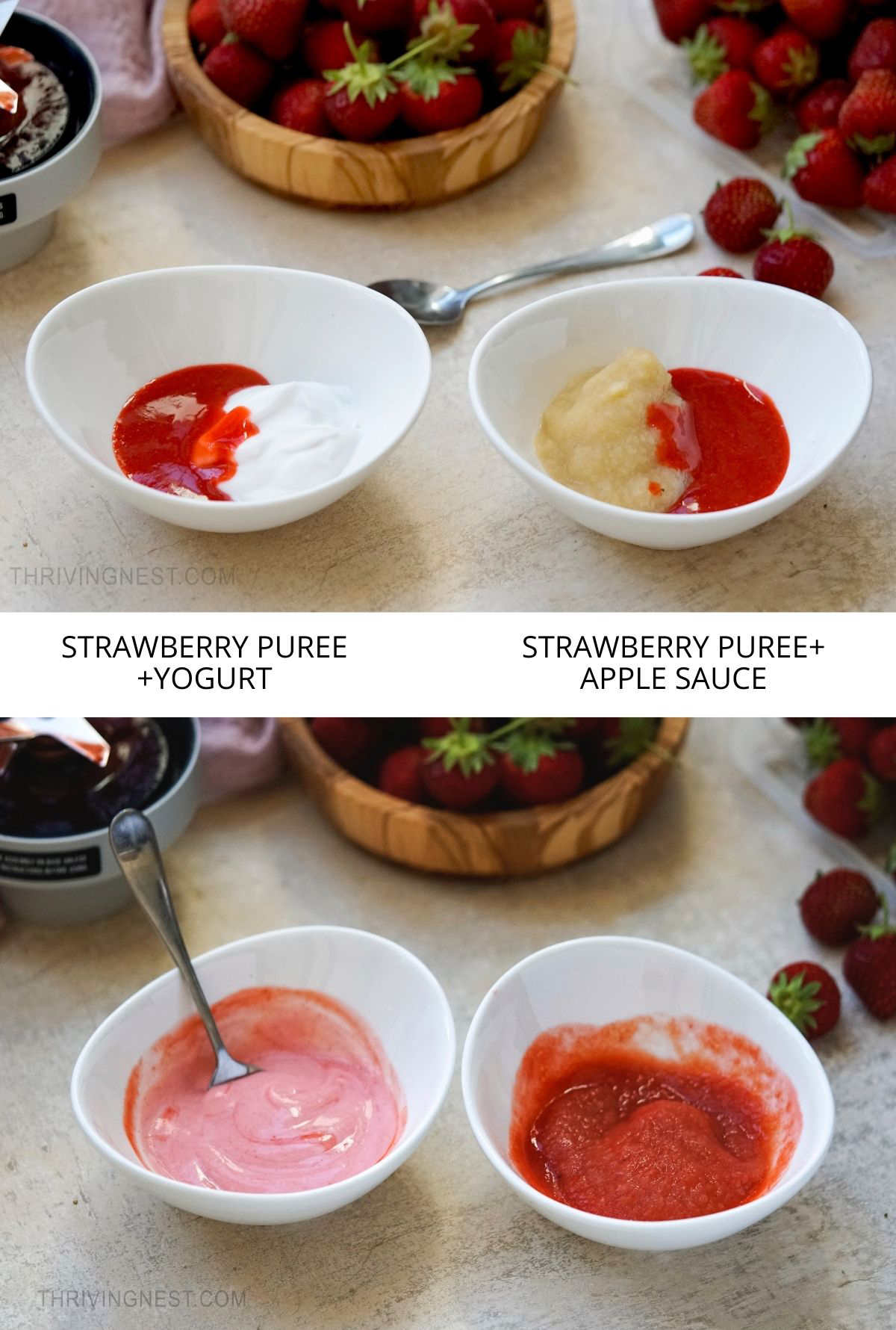Strawberry puree combinations.
