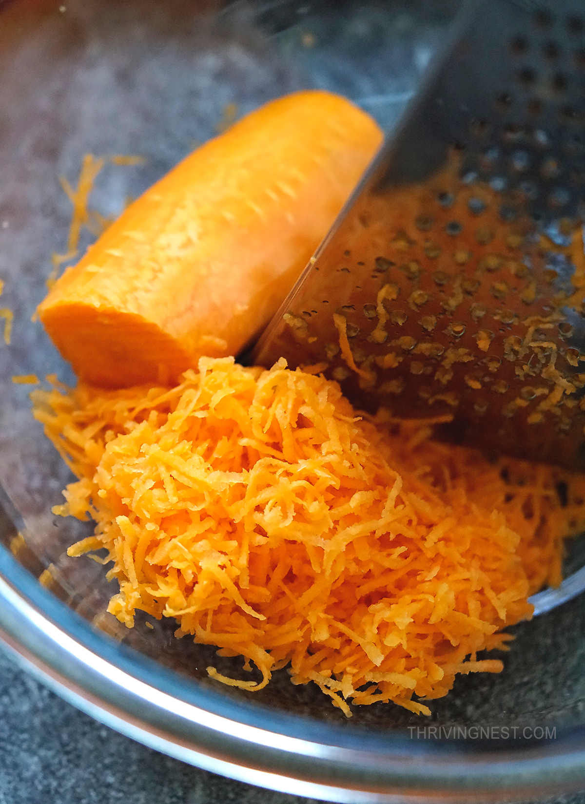 Grated carrot ready for making cookies.