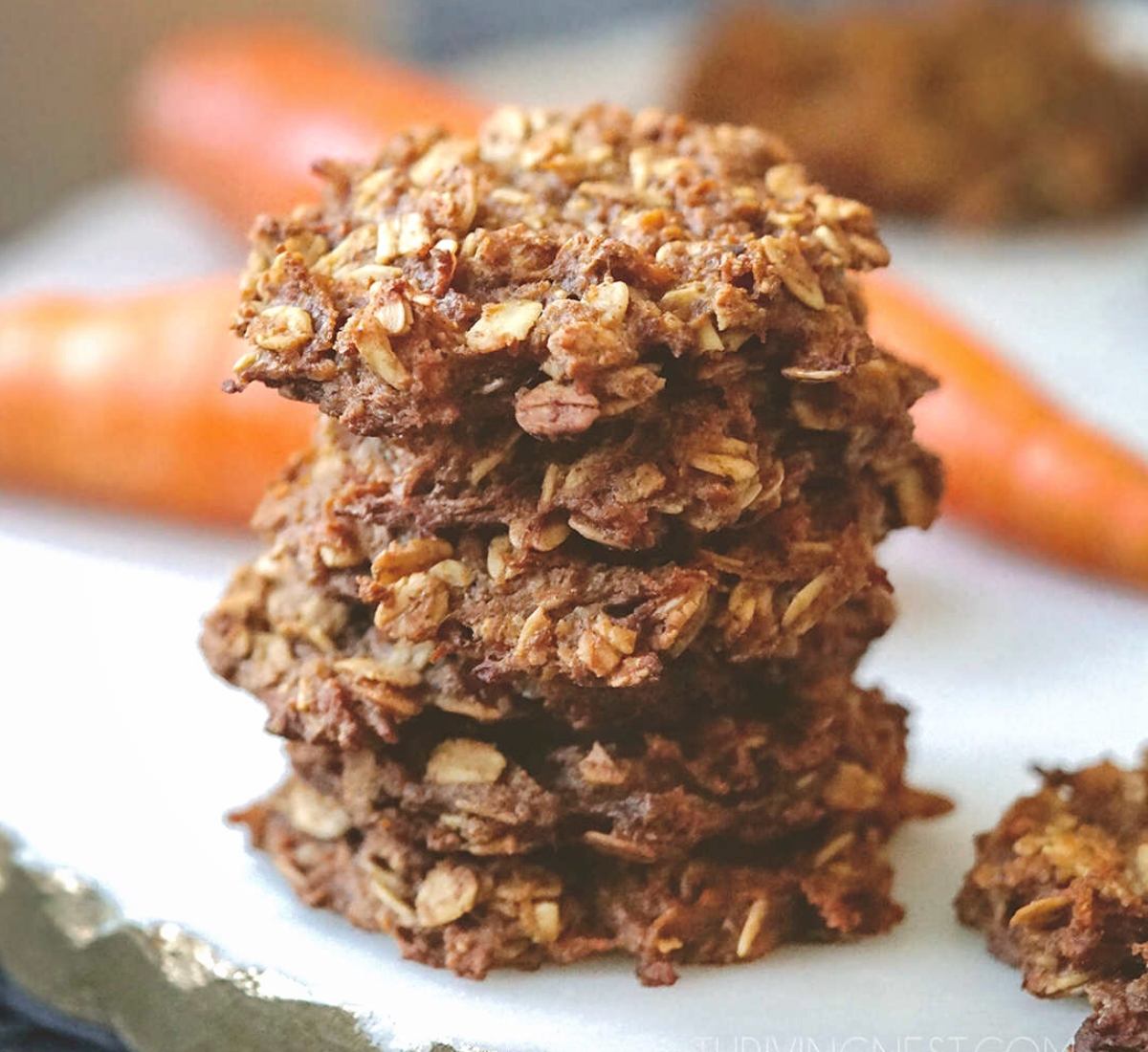Healthy carrot cookies with oats and applesauce.