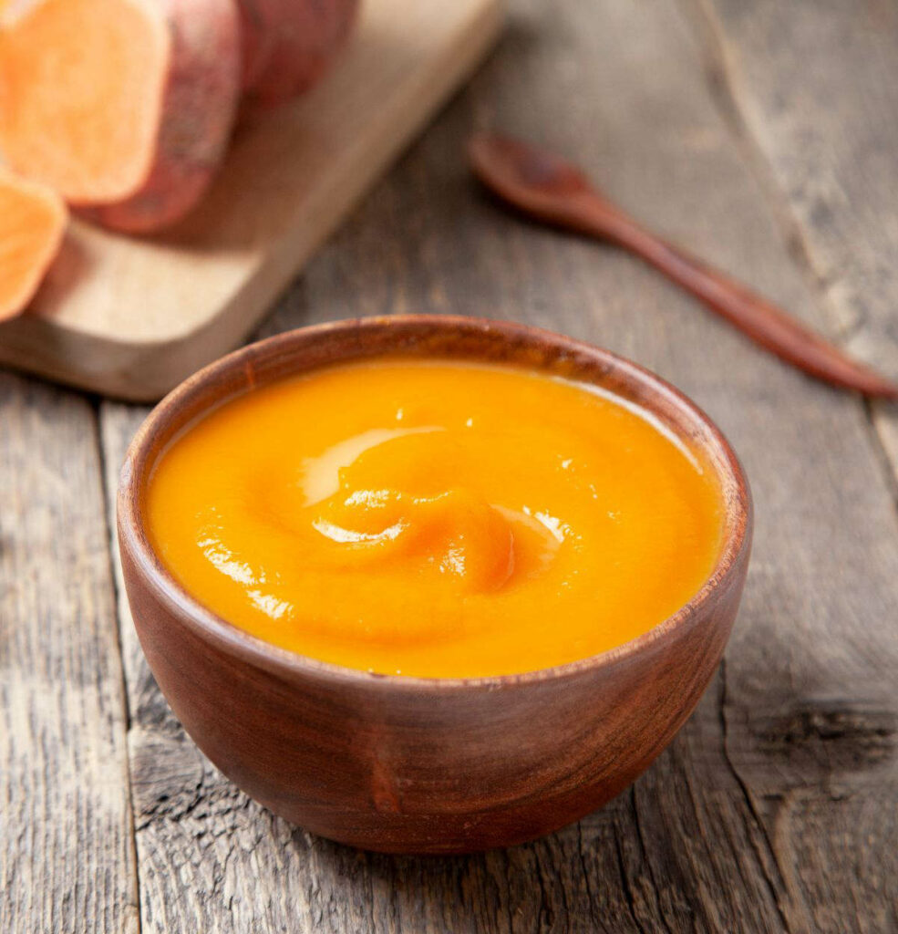 Sweet potato puree for 6 month+ old baby.