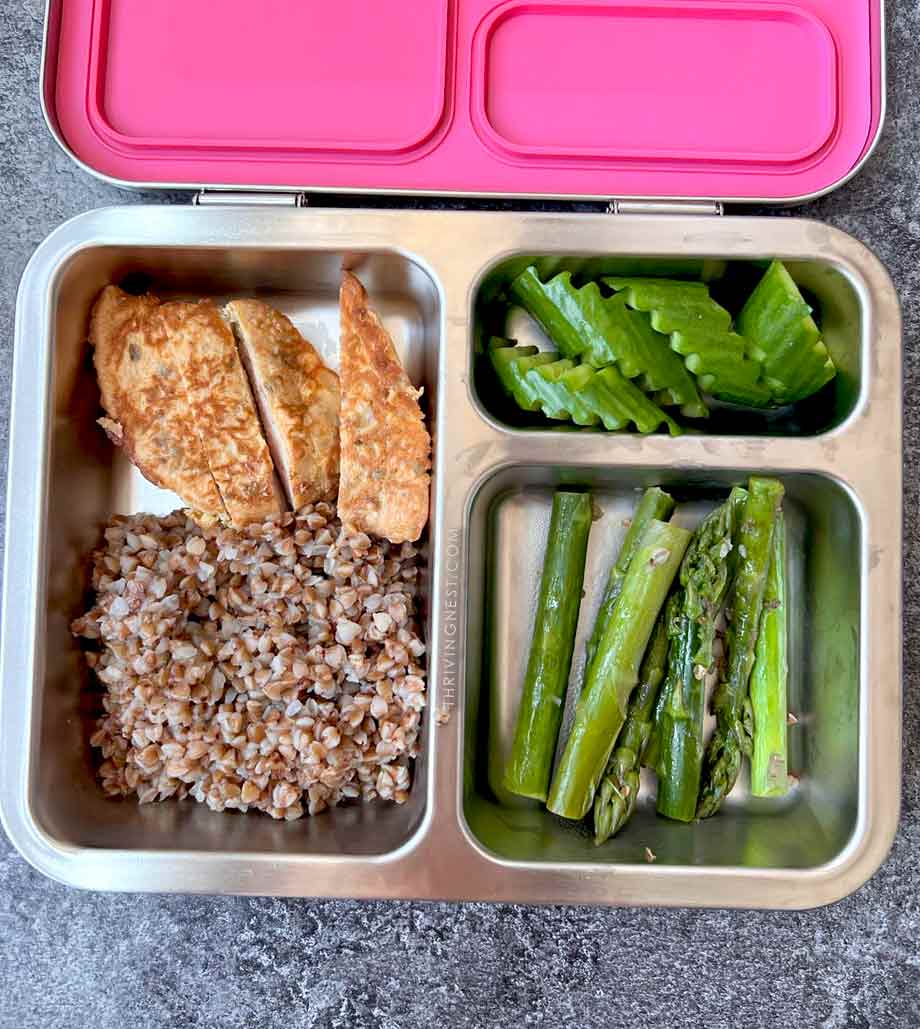 school lunchbox chicken buckwheat asparagus cucumbers