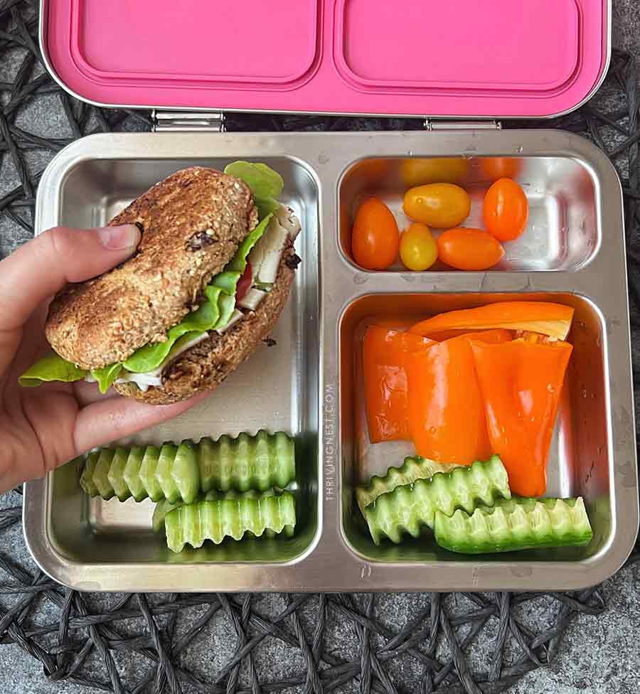 turkey sandwich veggies lunchbox for kids